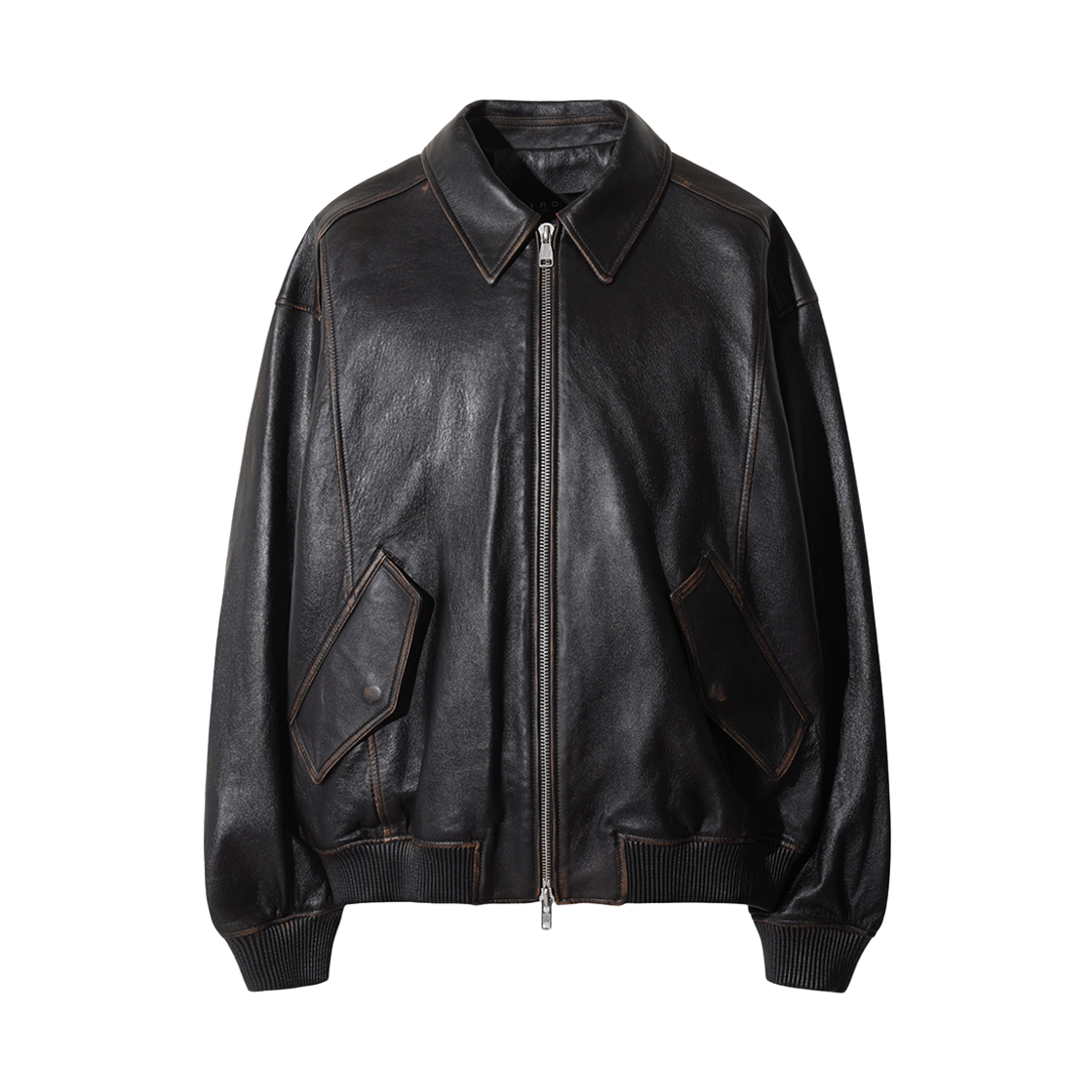 이로 실라주 가죽 페이딩 카라 블루종 블랙(Iro Sillage Leather Fading Collar Blouson Black)