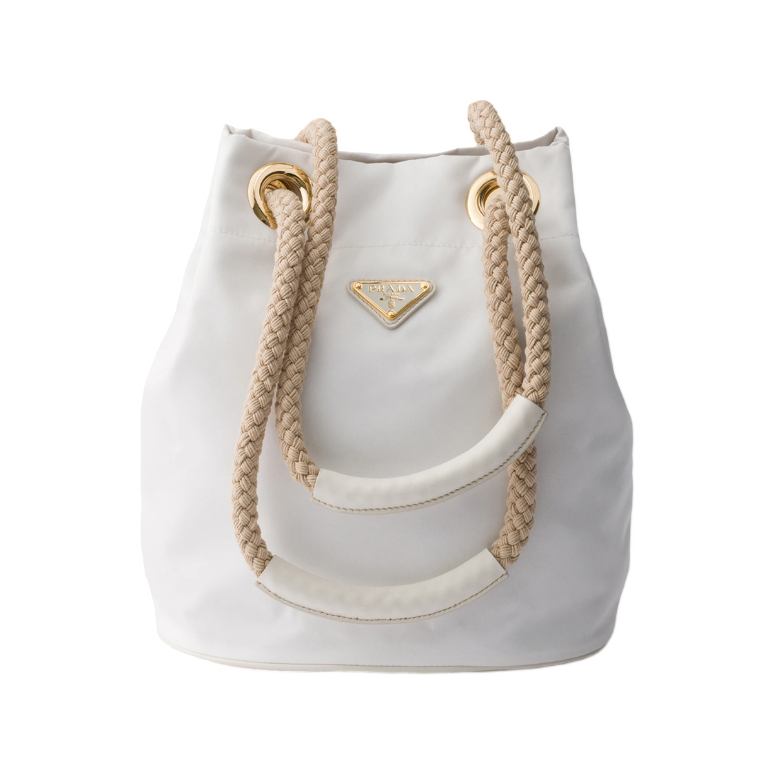 1BE082-2HG8-F0009 Prada Mariner Re-Nylon Small Bucket Bag White