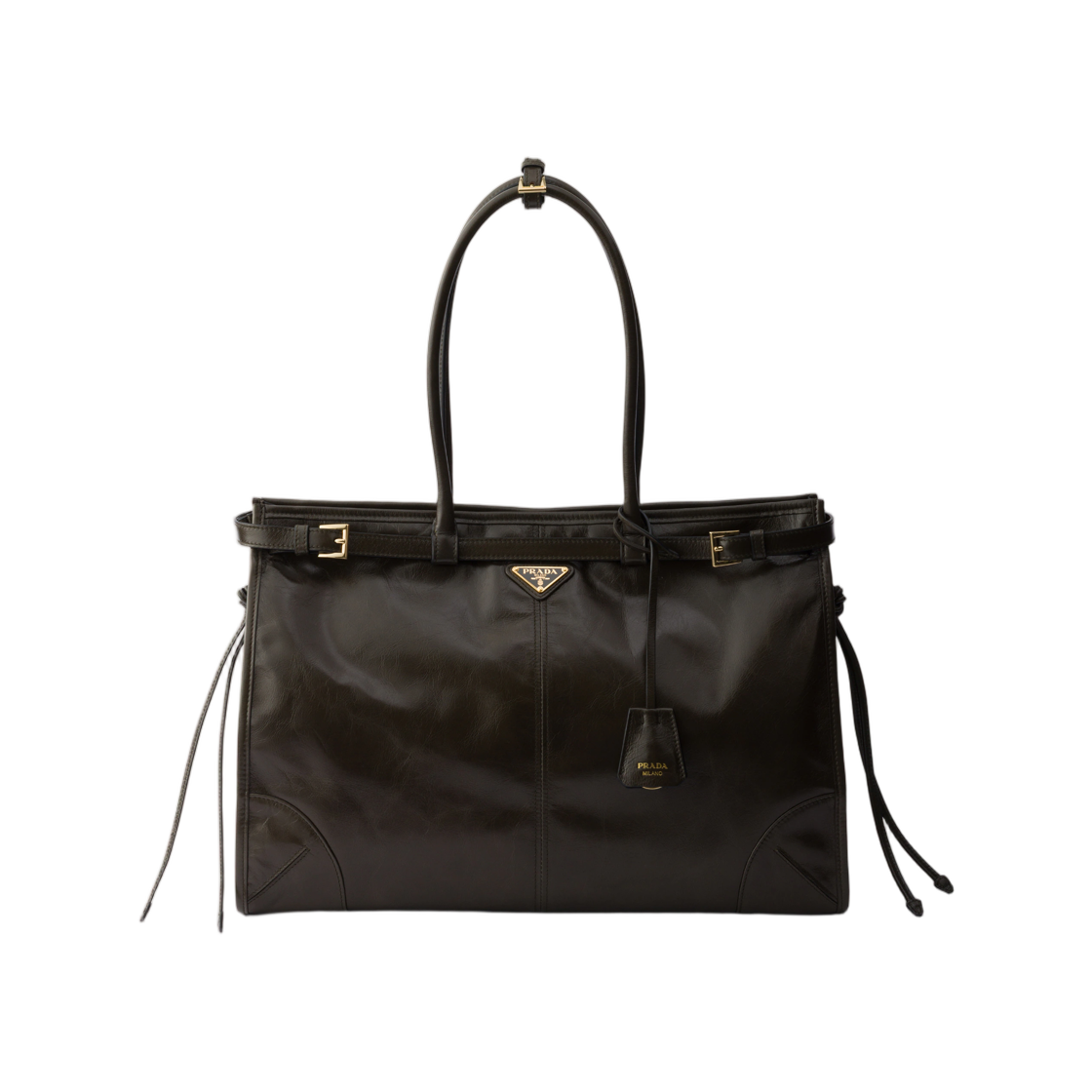 1BA439-2CYR-F05VJ Prada Bonnie Extra-Large Leather Bag Forest