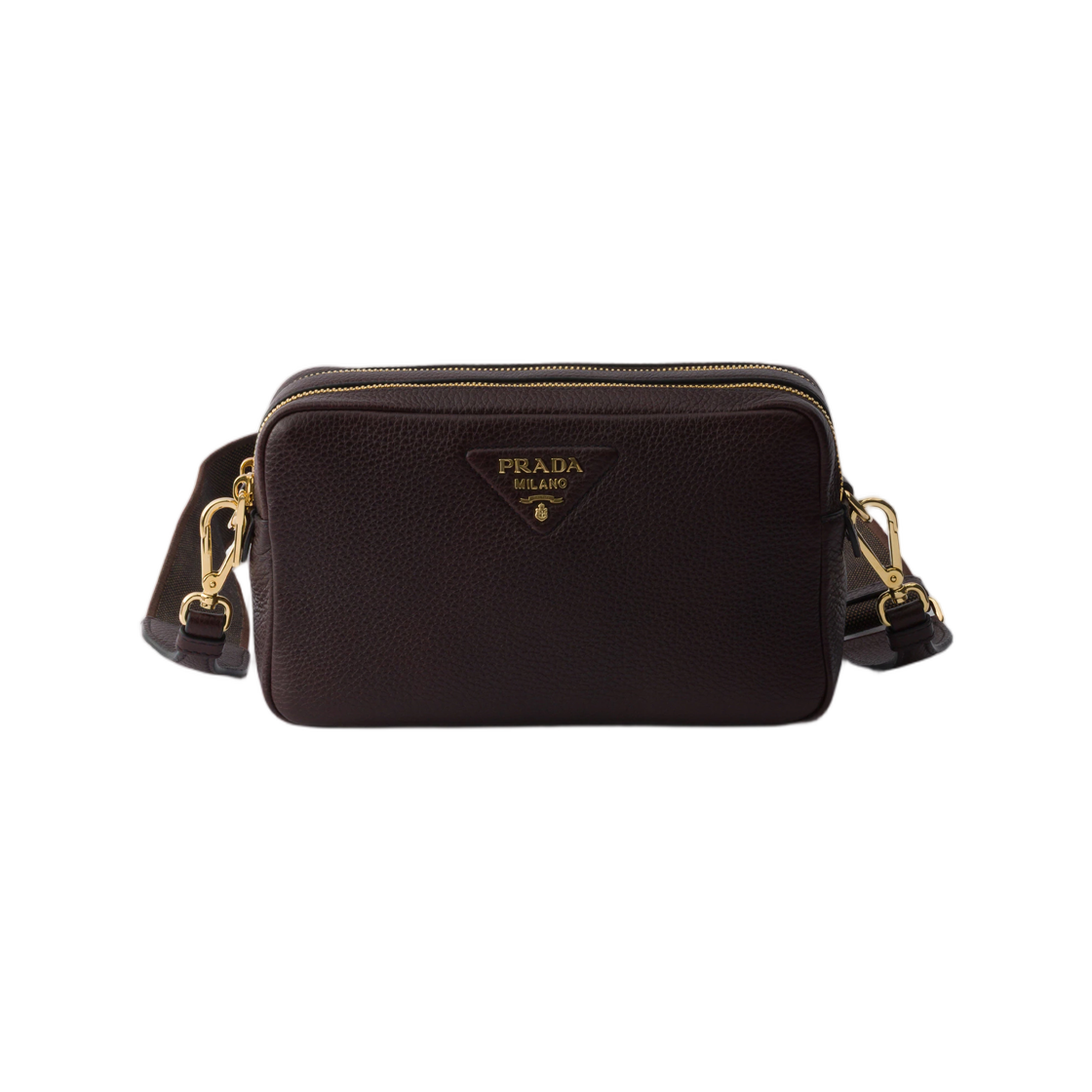 1BH082-2DKV-F05T8 Prada Small Leather Shoulder Bag Dark Brown
