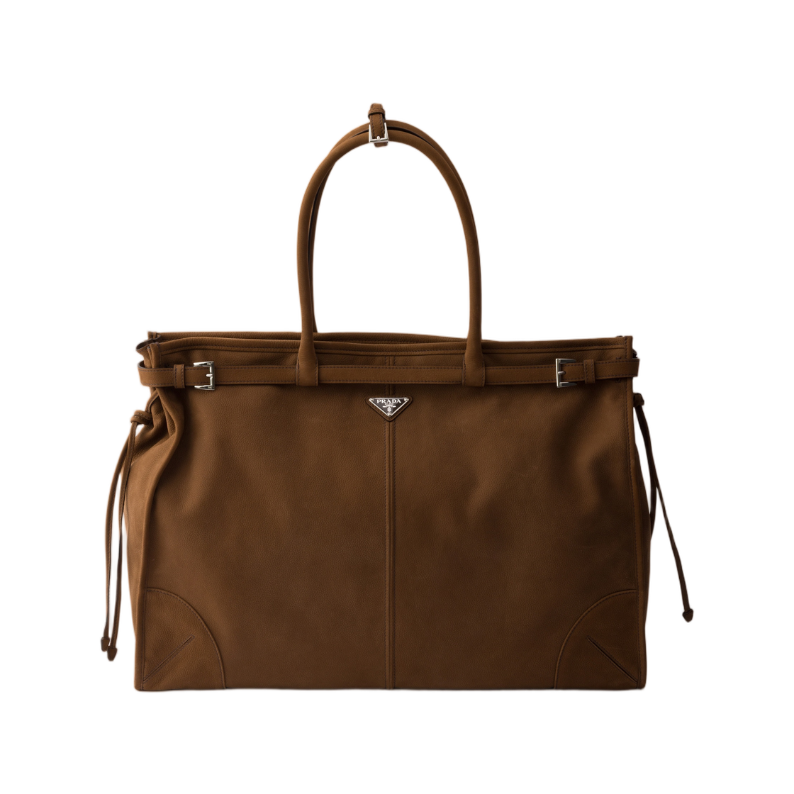 2VG128-2GB8-F0324 Prada Bonnie Nubuck Leather Tote Bag Cocoa Brown