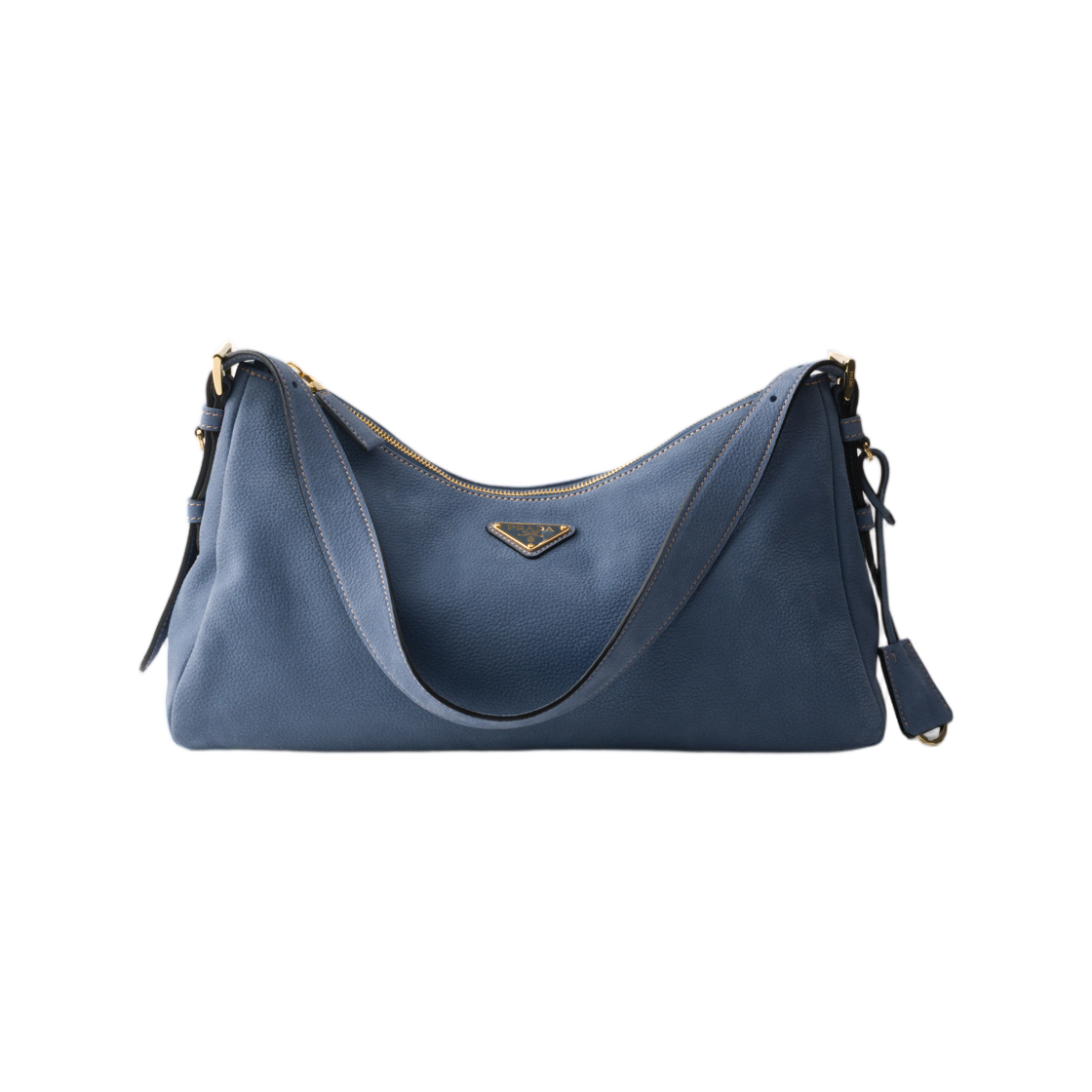 1BC231-2GB8-F05GU Prada Aimee Large Nubuck Leather Shoulder Bag Aviation Blue