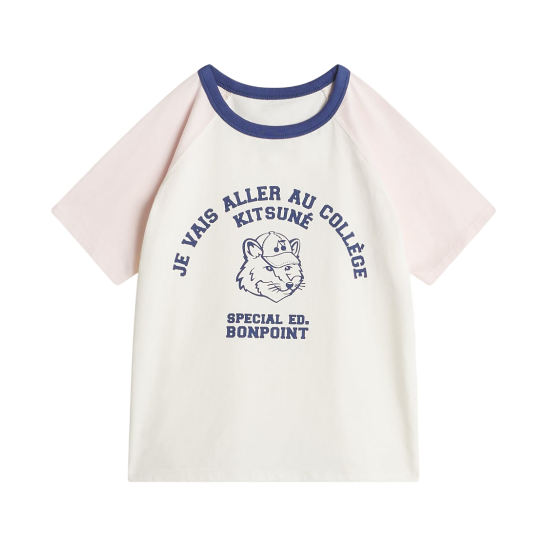 S06GTSK00015-0538 (Kids) Maison Kitsune x Bonpoint Lulu T-Shirt White Blossom Sakura Pink