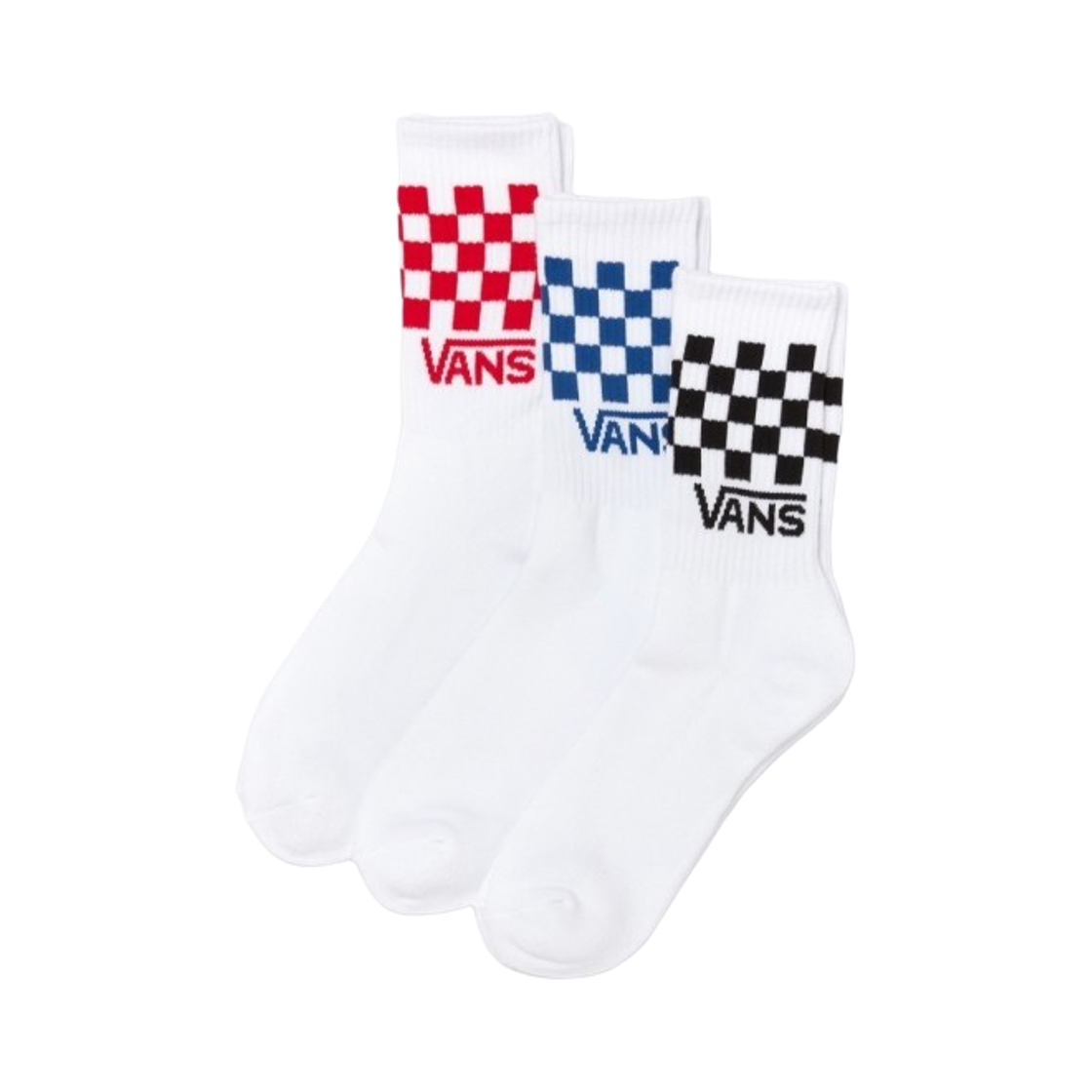 VN000QBUWHT Vans Classic Checker Crew Socks White (3 Pack)