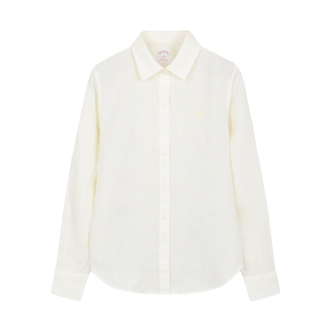 브룩스브라더스 여성 린넨 로고 스트라이프 셔츠 옐로우(BrooksBrothers Women's Linen Logo Stripe Shirt Yellow)