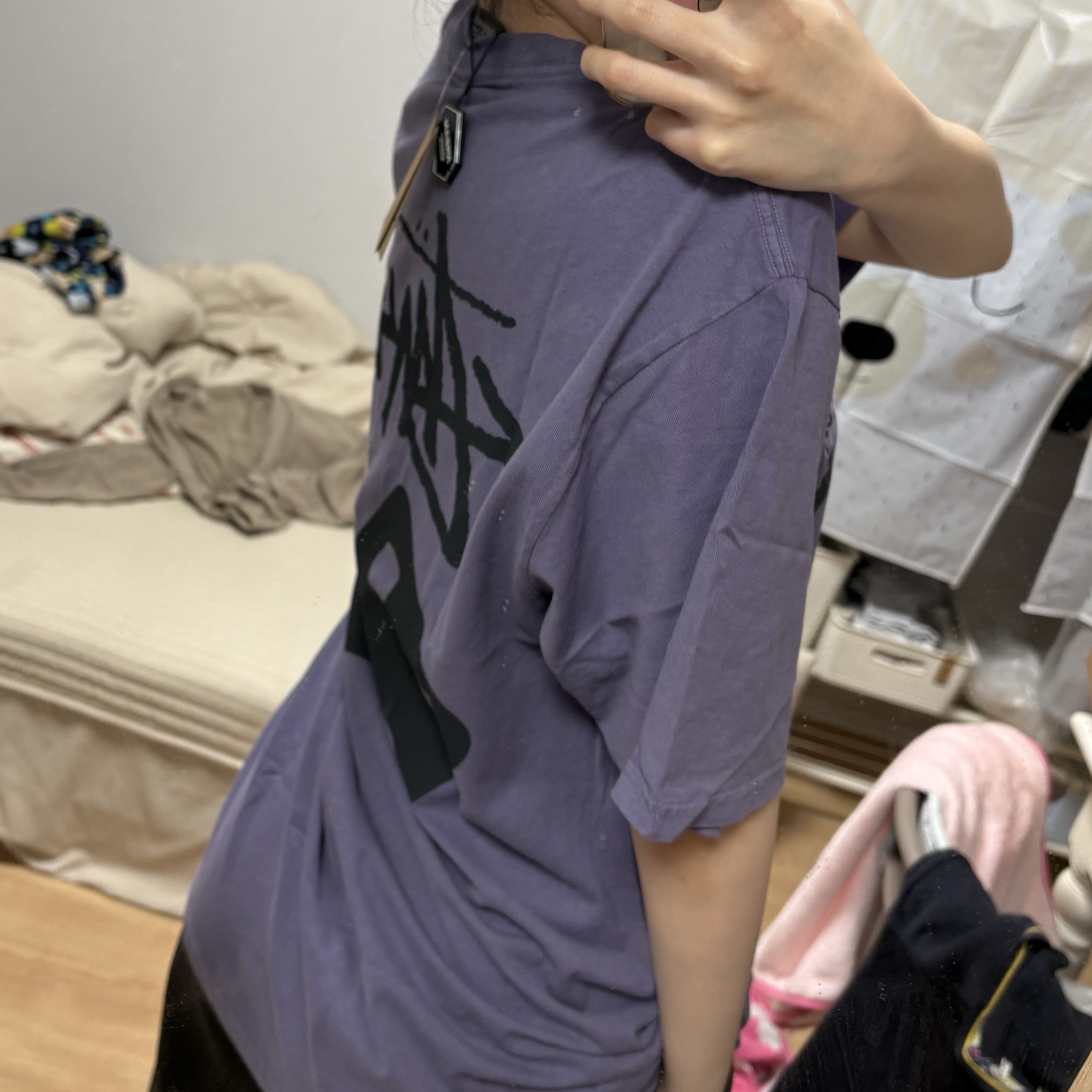 Stussy Pigment Dyed Dice T-Shirt Grape 착용 스타일 - 2