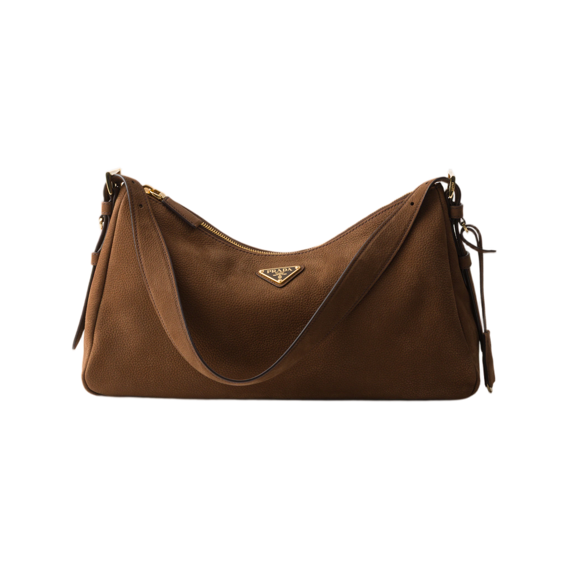 1BC231-2GB8-F0324 Prada Aimee Large Nubuck Leather Shoulder Bag Cocoa Brown