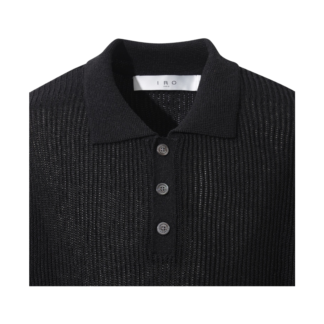 이로 룸 쿨터치 반팔 카라 니트 블랙(Iro Loom Cool Touch Short Sleeve Collar Knit Black) - 4