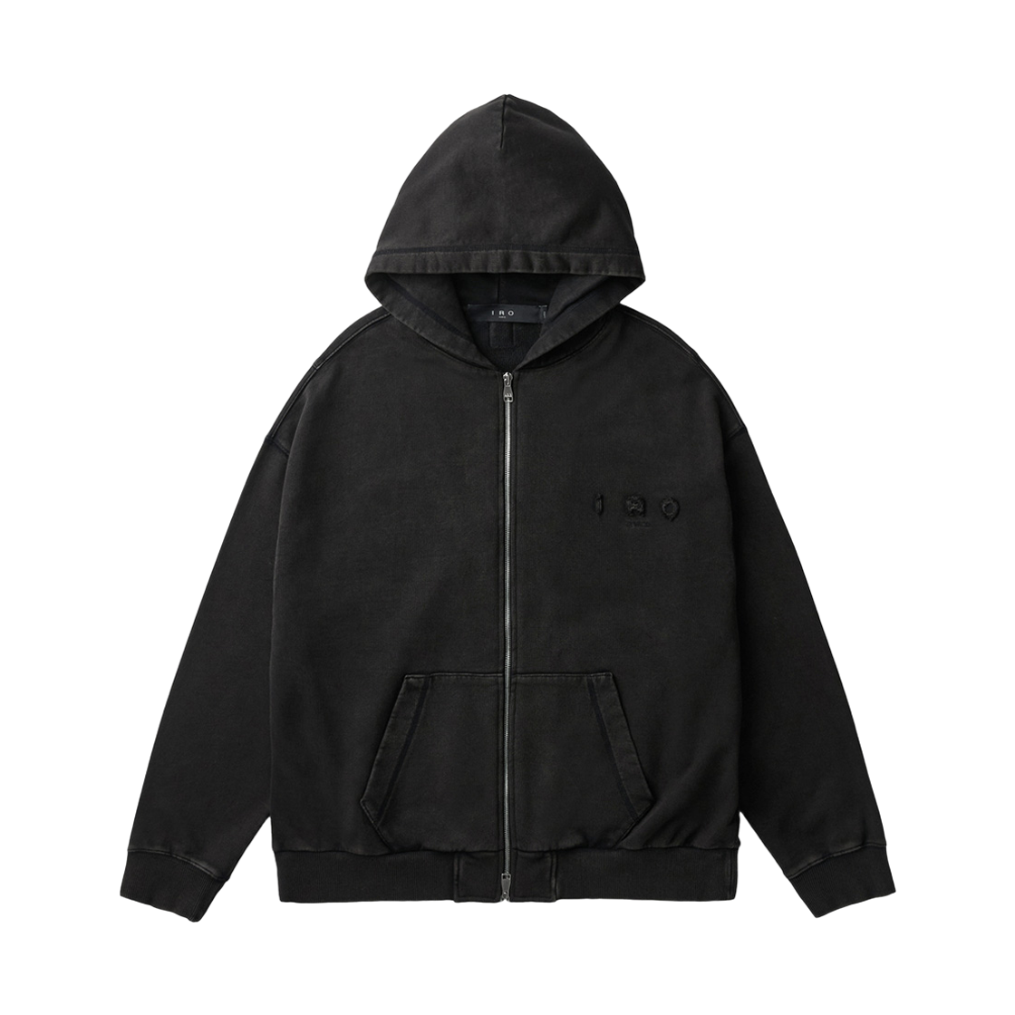 이로 푸그 백로고 아트웍 다잉 후드 집업 블랙(Iro Fugue Back Logo Artwork Dyeing Hood Zip-Up Black)