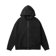 Iro Fugue Back Logo Artwork Dyeing Hood Zip-Up Black