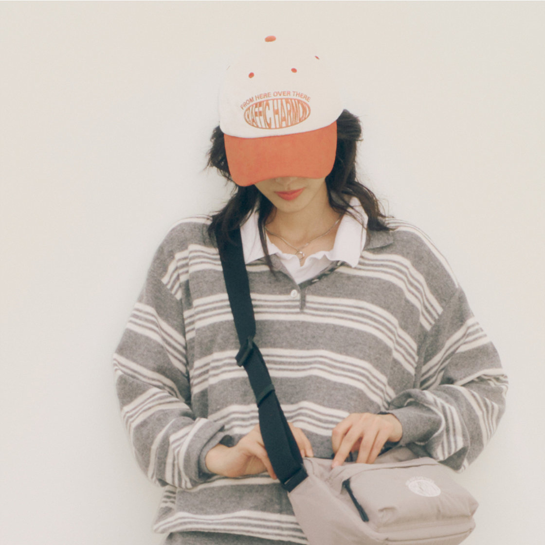 트래픽하모니 코듀로이 라운드 로고 딥핏 볼캡 아이보리&오렌지(Traffic Harmony Corduroy Round Logo Deep Fit Ball Cap Ivory & Orange) - 6