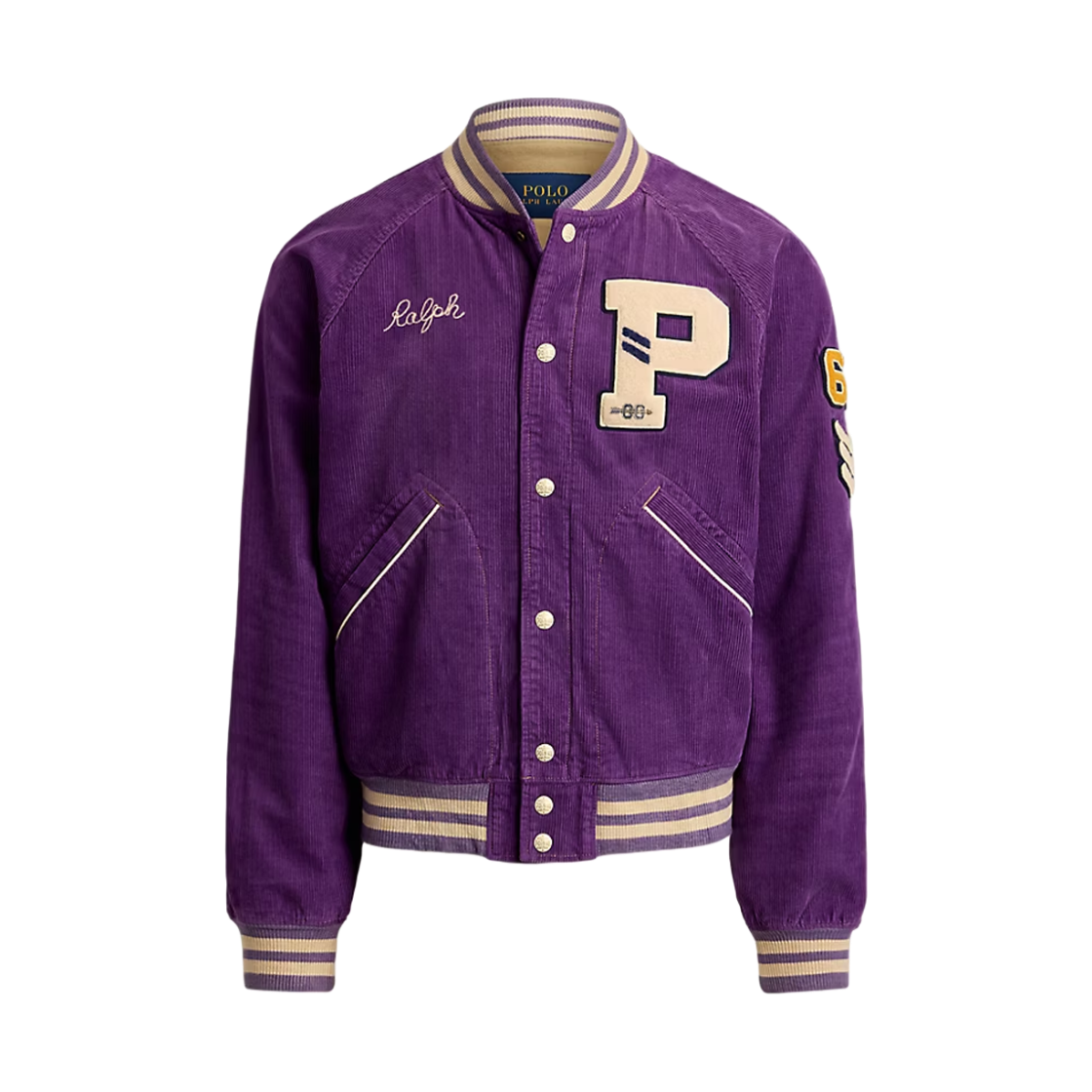 [10% 적립] 폴로 랄프 로렌 코듀로이 레터 재킷 뉴 바이올렛 워시드 - 26FW([10% 적립] Polo Ralph Lauren Corduroy Letter Jacket New Violet Washed - 26FW)