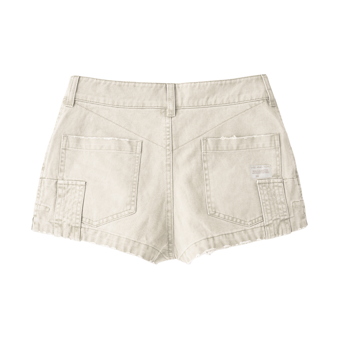 투위드 유틸리티 마이크로 쇼츠팬츠 에크루(Tuewid 004 Washed Utility Micro Shorts In Ecru) - 2