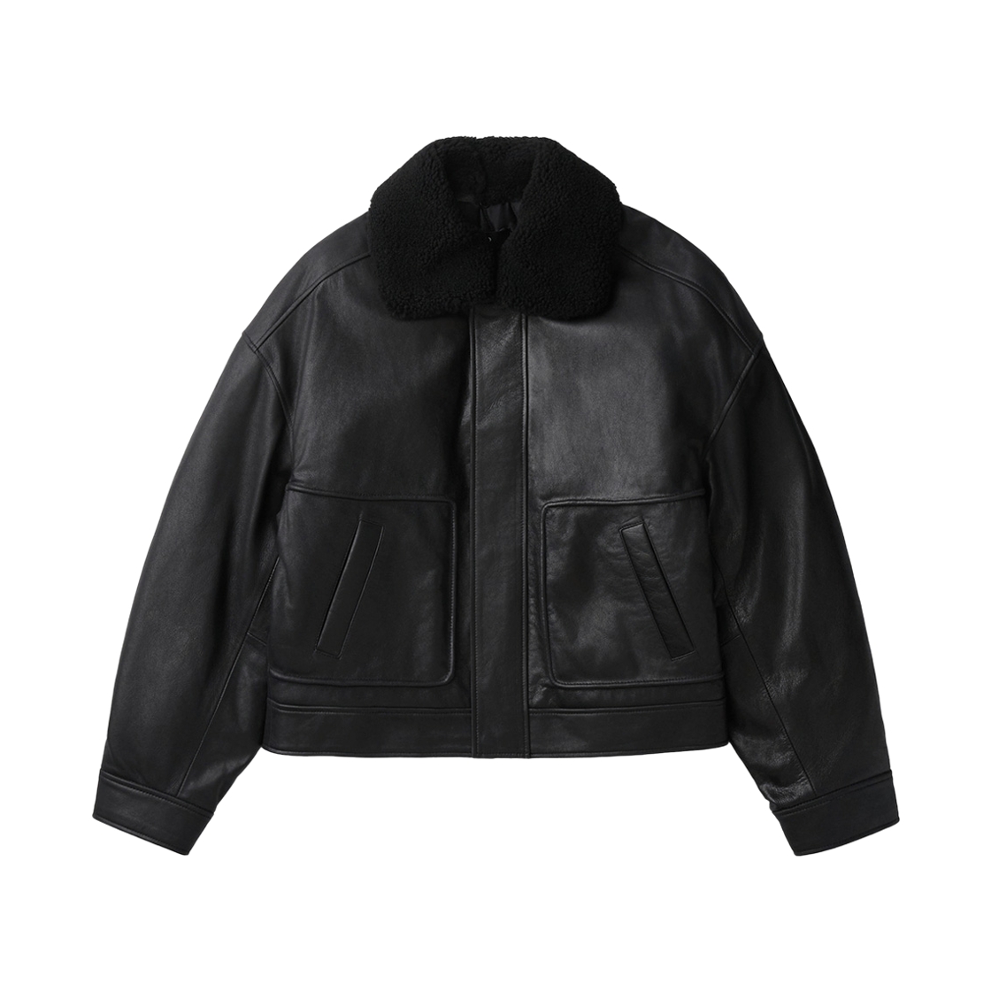이로 오렌세 양가죽 카라 탈부착 항공 점퍼 블랙(Iro Orense Detachable Lambskin Collar Ma-1 Bomber Jacket Black)