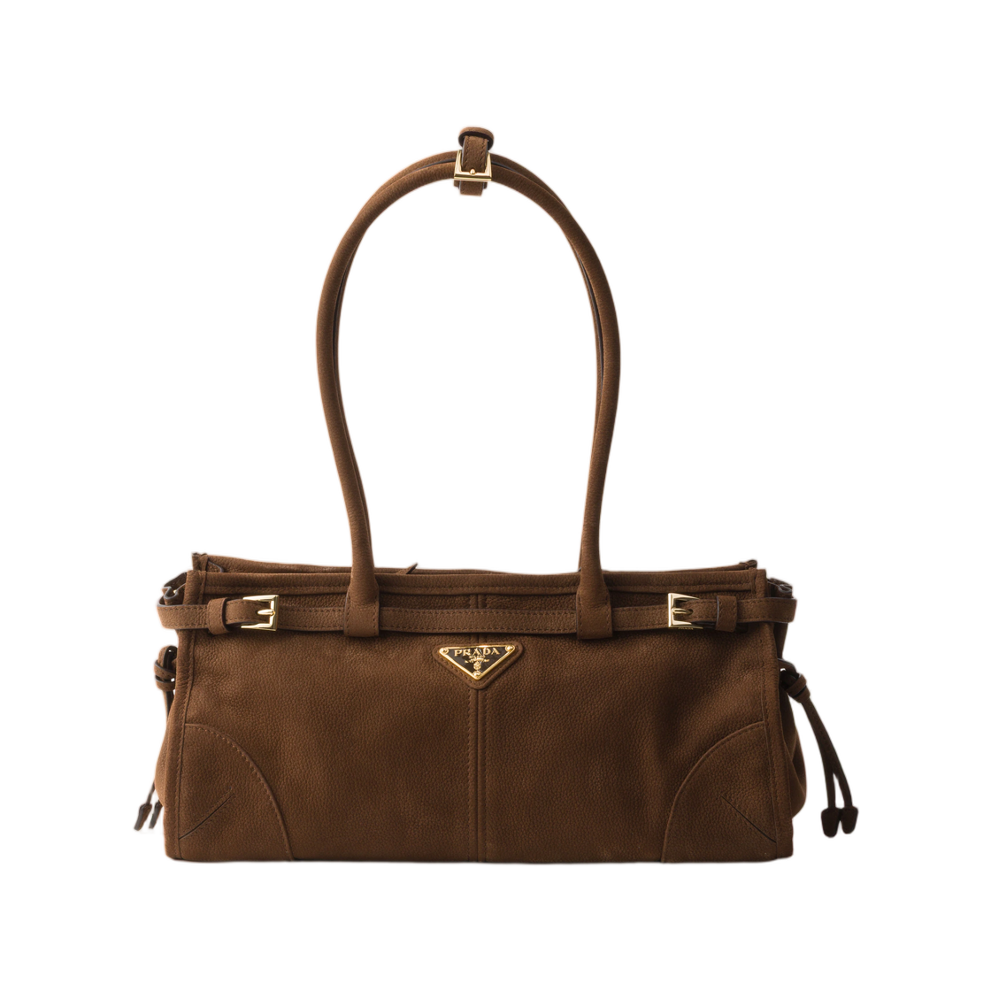 1BA426-2GB8-F0324 Prada Bonnie Medium Nubuck Leather Handbag Cocoa Brown