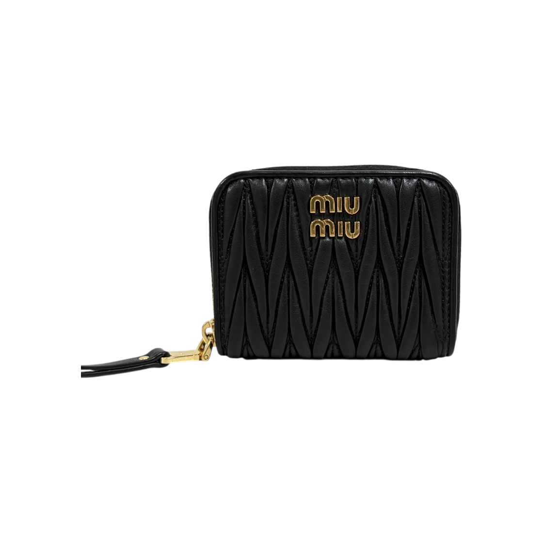 ITCLK9IK8S8B Miu Miu Matelasse Zip Wallet Black