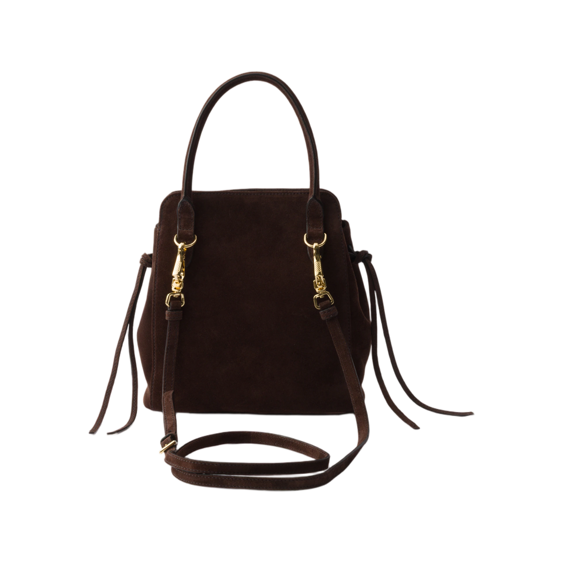 프라다 캐리 미니 스웨이드 핸드백 다크 브라운(Prada Carry Mini Suede Handbag Dark Brown) - 2