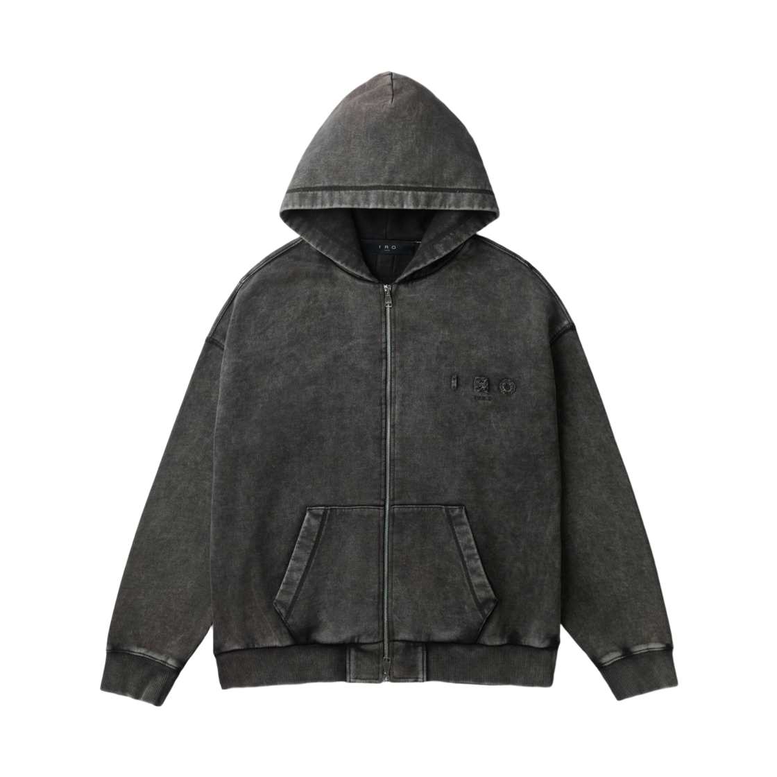 이로 푸그 백로고 아트웍 다잉 후드 집업 다크 그레이(Iro Fugue Back Logo Artwork Dyeing Hood Zip-Up Dark Gray) - 2