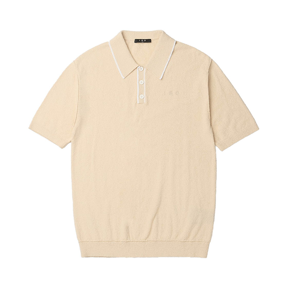 이로 바란코 버튼 카라 숏 슬리브 니트 베이지(Iro Baranco Button Collar Short Sleeve Knit Beige)