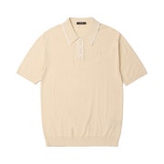 Iro Baranco Button Collar Short Sleeve Knit Beige
