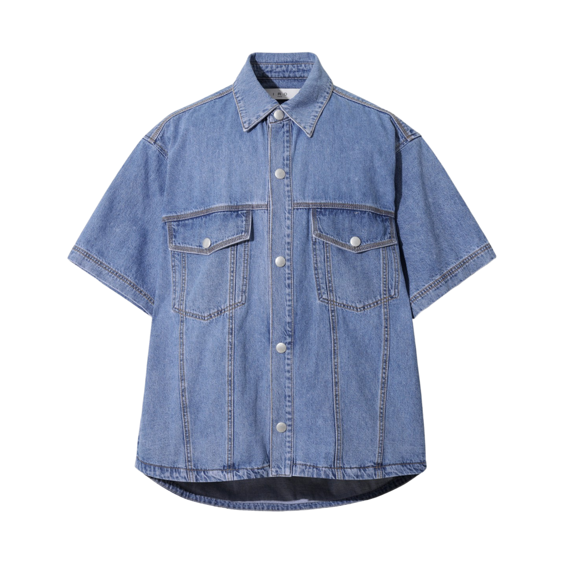 이로 리바주 데님 반팔 트러커 셔츠 라이트 블루(Iro Rivage Denim Short Sleeve Trucker Shirt Light Blue) - 5