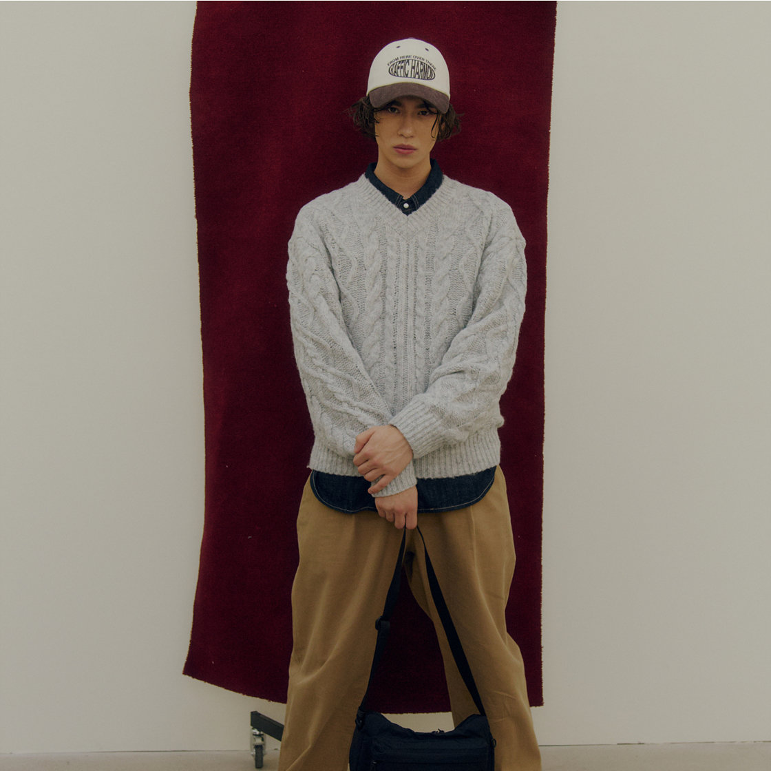 트래픽하모니 코듀로이 라운드 로고 딥핏 볼캡 아이보리&브라운(Traffic Harmony Corduroy Round Logo Deep Fit Ball Cap Ivory & Brown) - 3