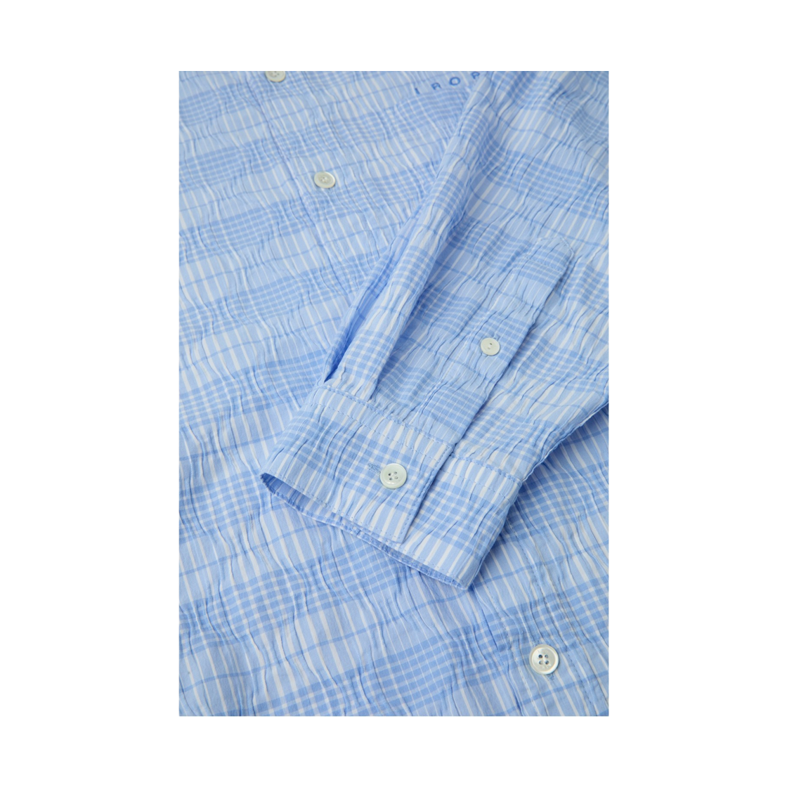 이로 플레이디 체크 크리즈 긴팔 셔츠 라이트 블루(Iro Plaidy Check Crease Long Sleeve Shirt Light Blue) - 6
