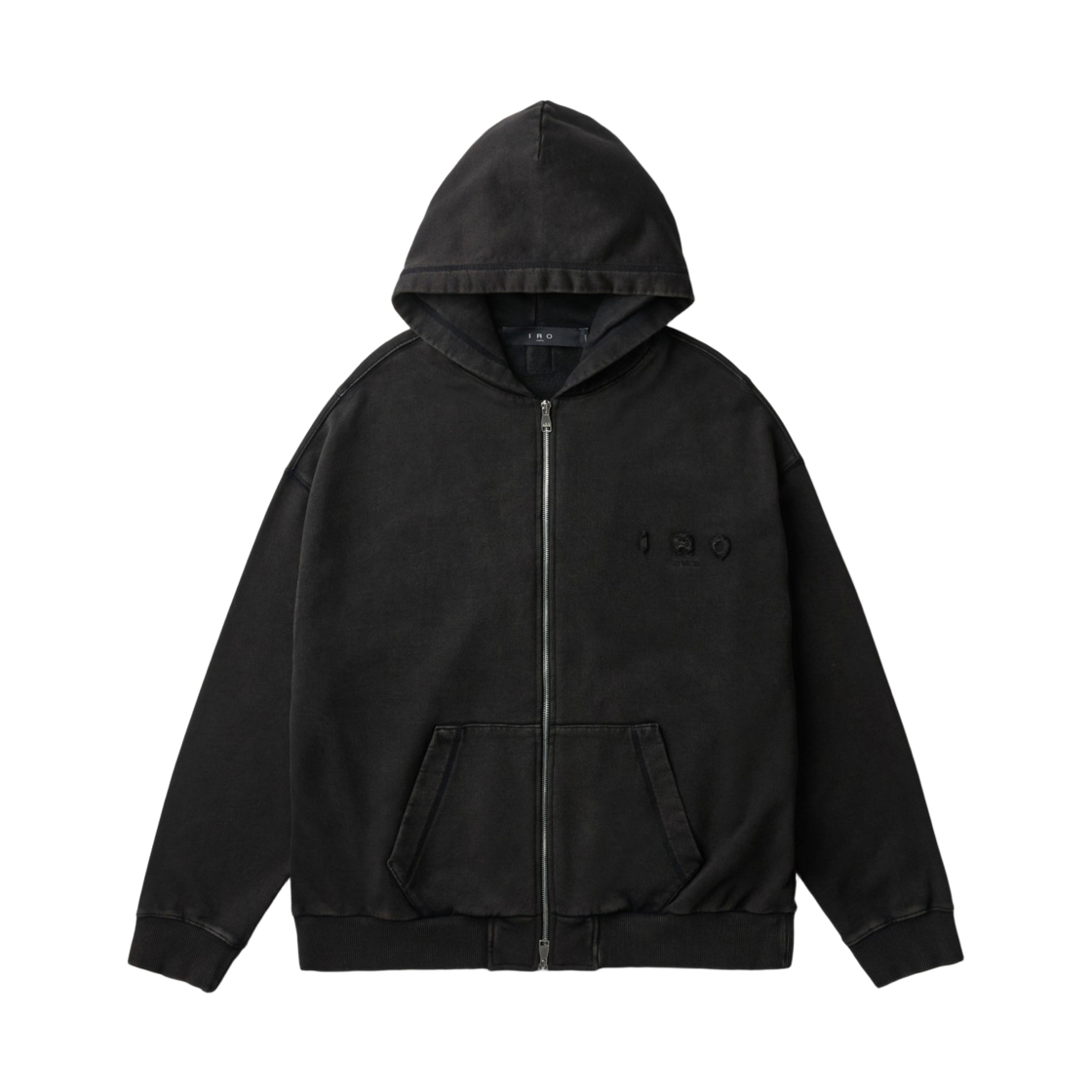이로 푸그 백로고 아트웍 다잉 후드 집업 블랙(Iro Fugue Back Logo Artwork Dyeing Hood Zip-Up Black) - 2