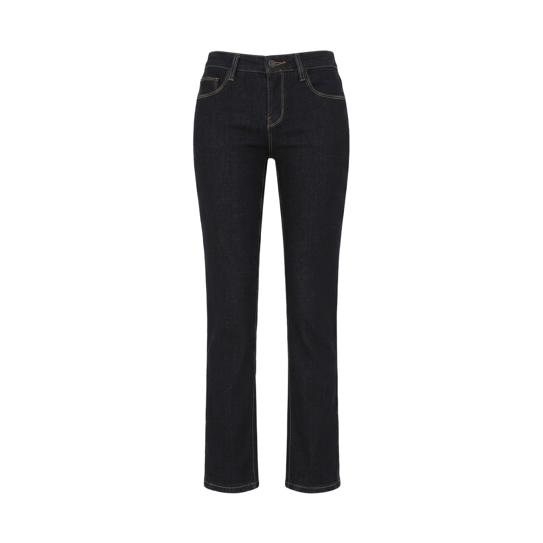 GW6422 GCLIP Fleece-Lined Basic Stretch Black Straight Jeans