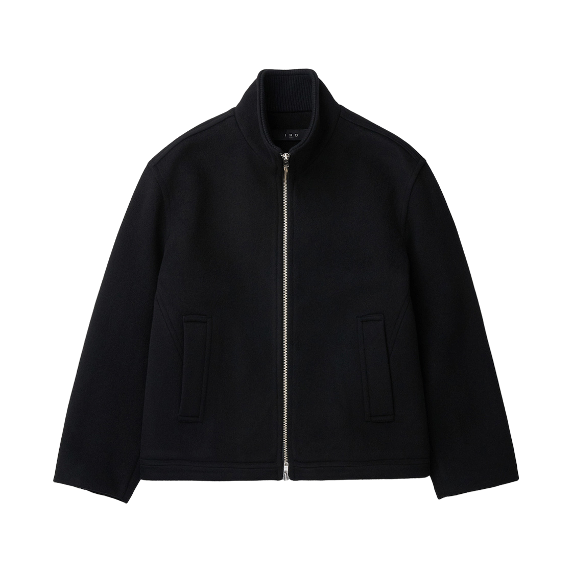 이로 로프트 캐시미어 블랜드 집업 하이넥 숏코트 블랙(Iro Loft Cashmere Blend Zip-Up High Neck Short Coat Black)