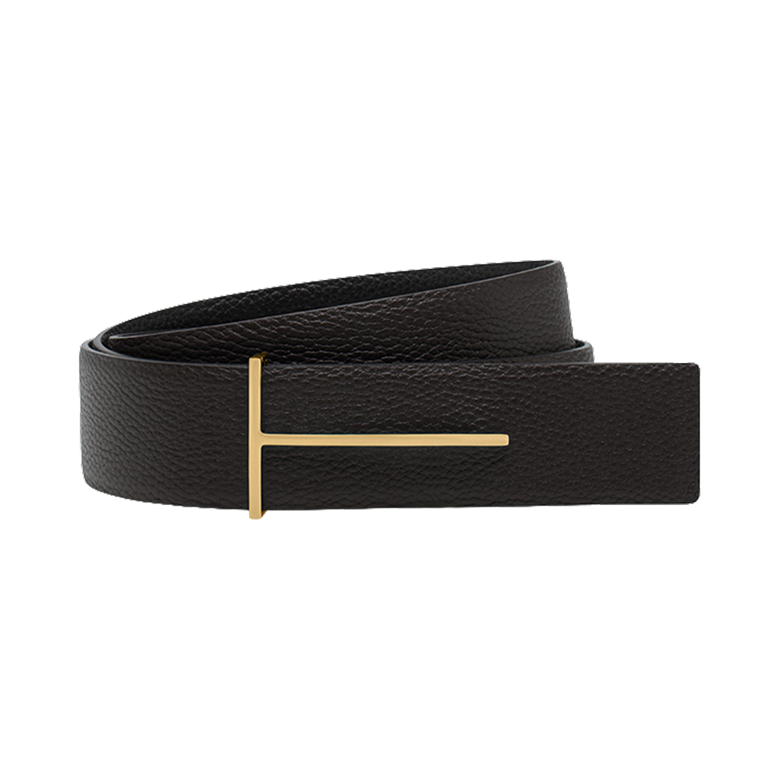 TB331-LCL236G-ENB Tom Ford Grain Leather Slim T Reversible Belt Brown Black