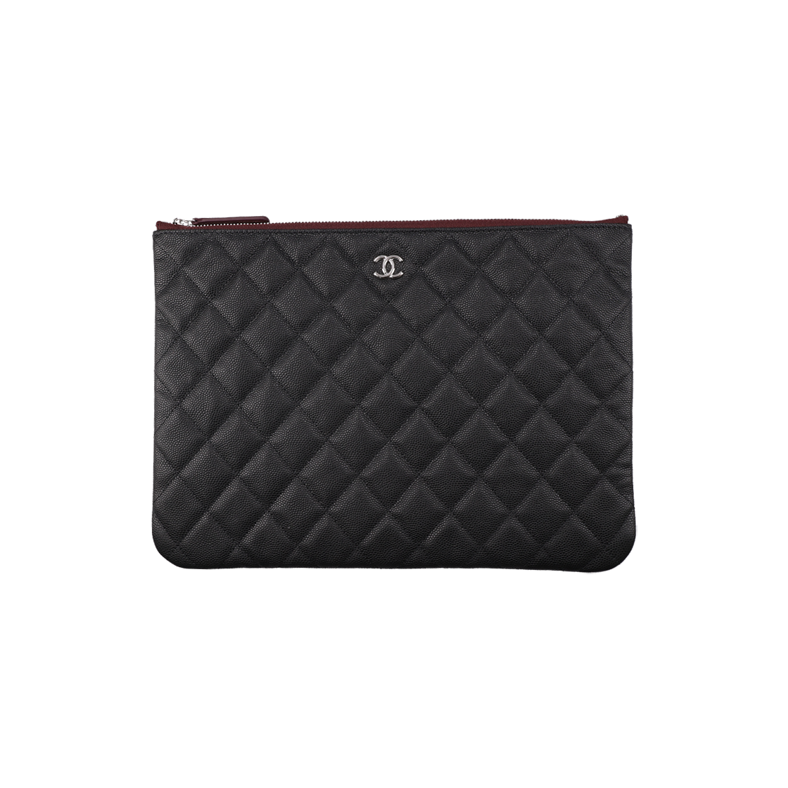샤넬 A82545 클래식 미디움 파우치 그래인드 카프스킨 실버 블랙(Chanel A82545 Classic Medium Pouch in Grained Calfskin Silver Black)