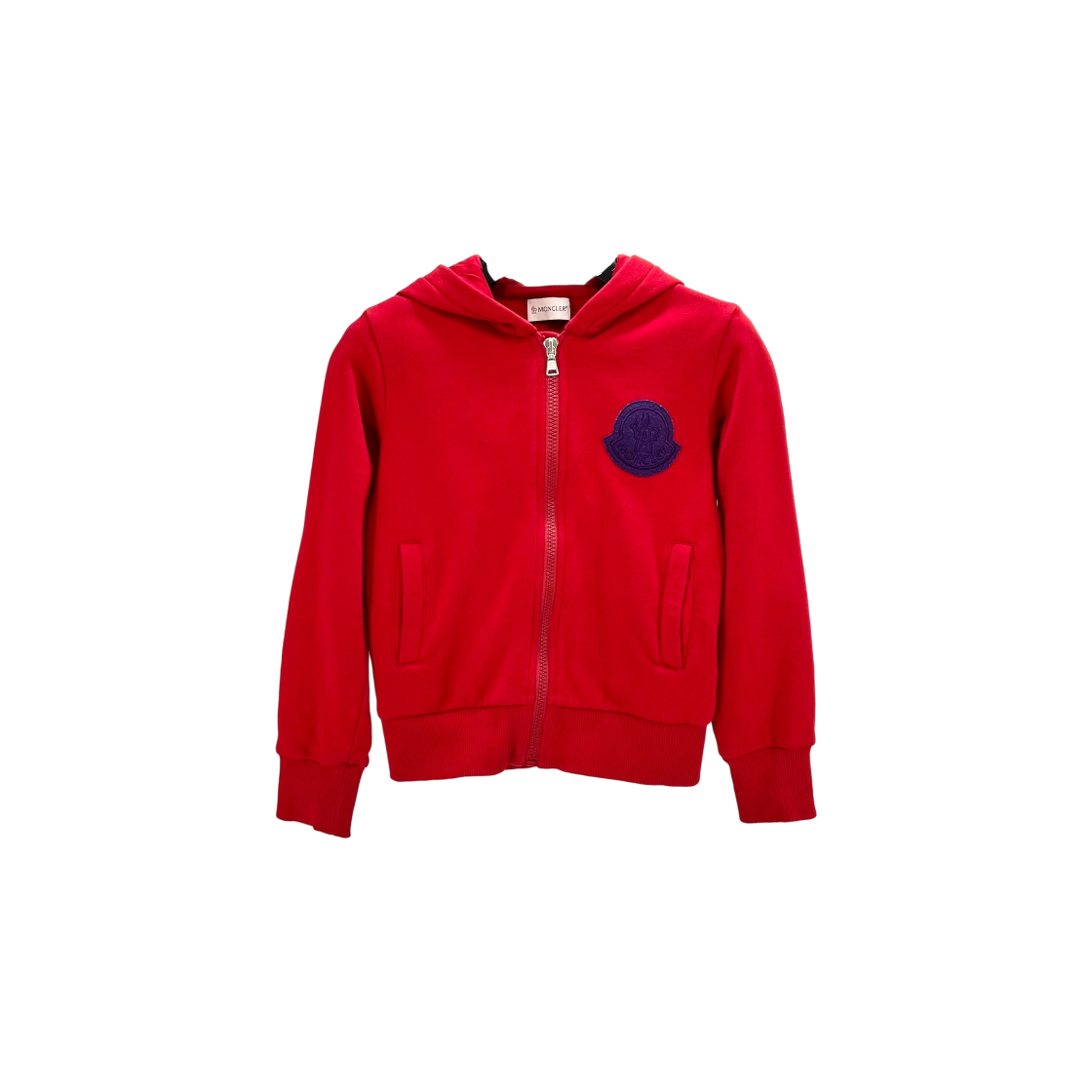 ITKV2L7L6VTN Moncler Big Logo Kids Hoodie Zip Up Red