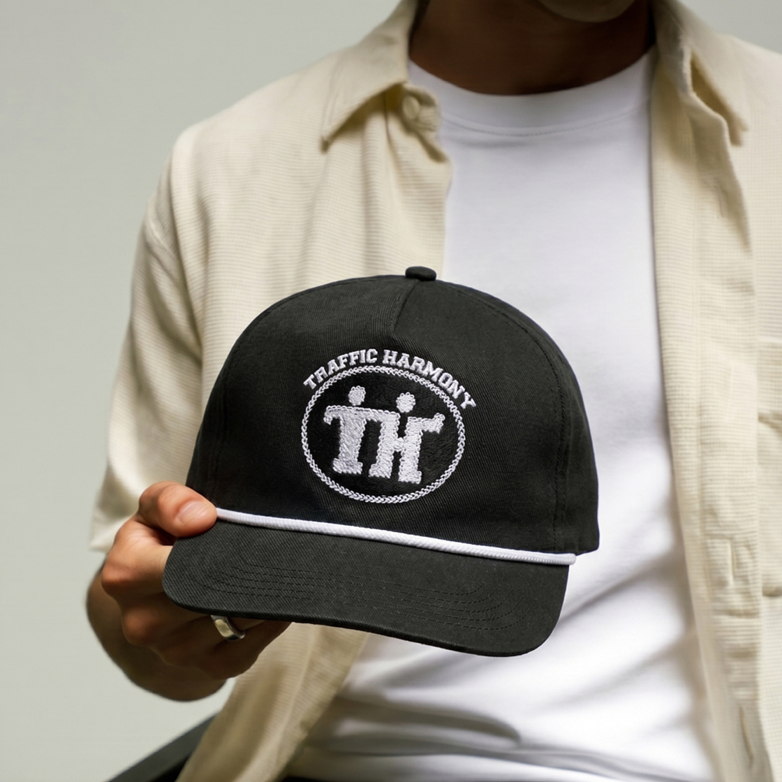 트래픽하모니 TH 사인 로고 로프 딥핏 볼캡 블랙(Traffic Harmony TH Sign Logo Rope Deep Fit Ball Cap Black) - 4