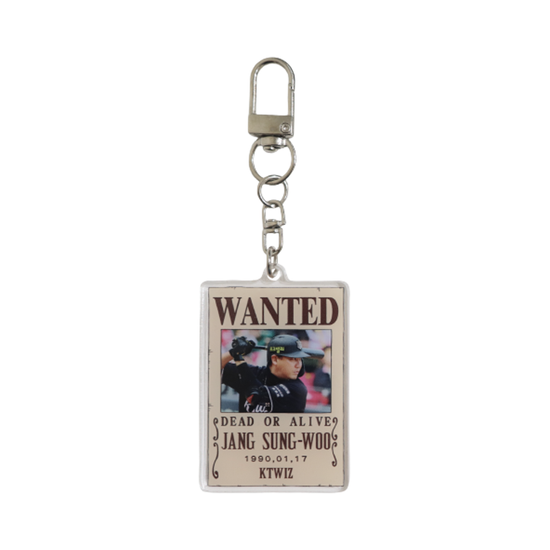 KT 위즈 x 원피스 아크릴 수배지 키링 장성우(KT Wiz x One Piece Acrylic Wanted Poster Keyring Jang Sung-Woo) - 1