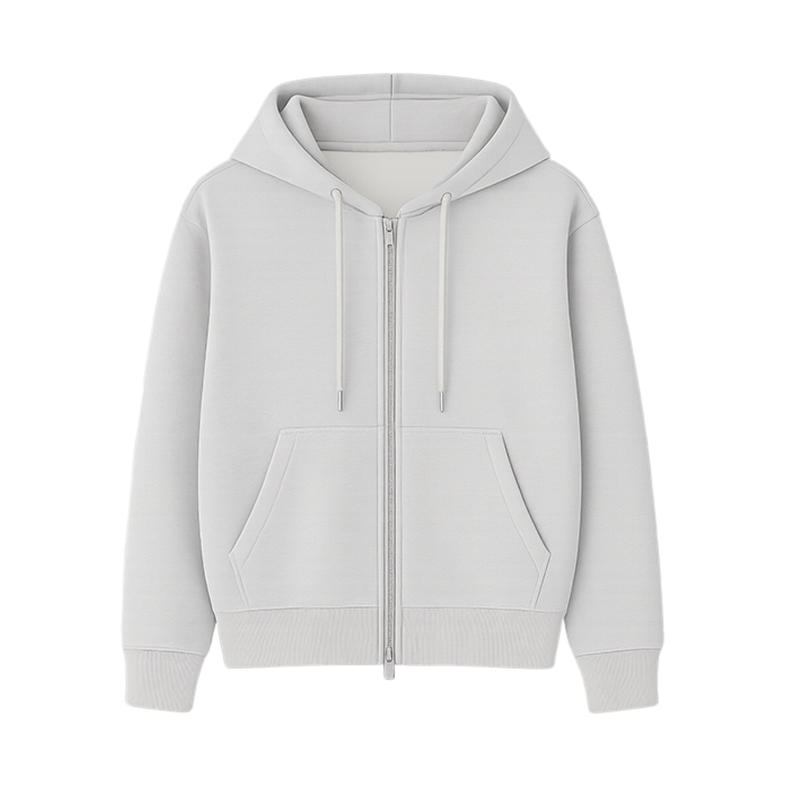 GCINCP003-백메란지 GCLIP Essential Loose-Fit Sweat Hood Zip-Up T-Shirt White Melange
