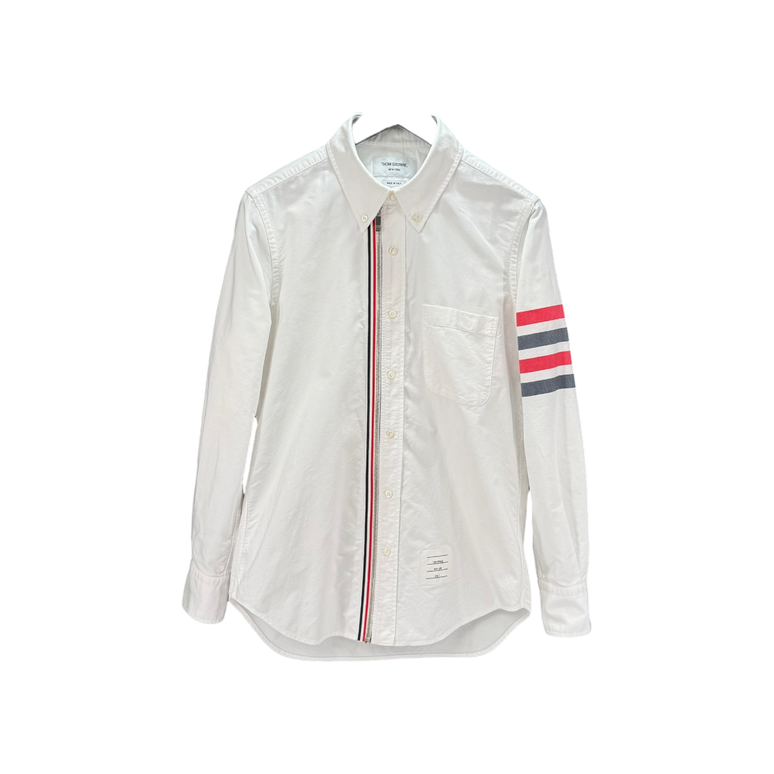 ITWWICHSJI58 Thom Browne Striped Zip Shirt White MWL275A