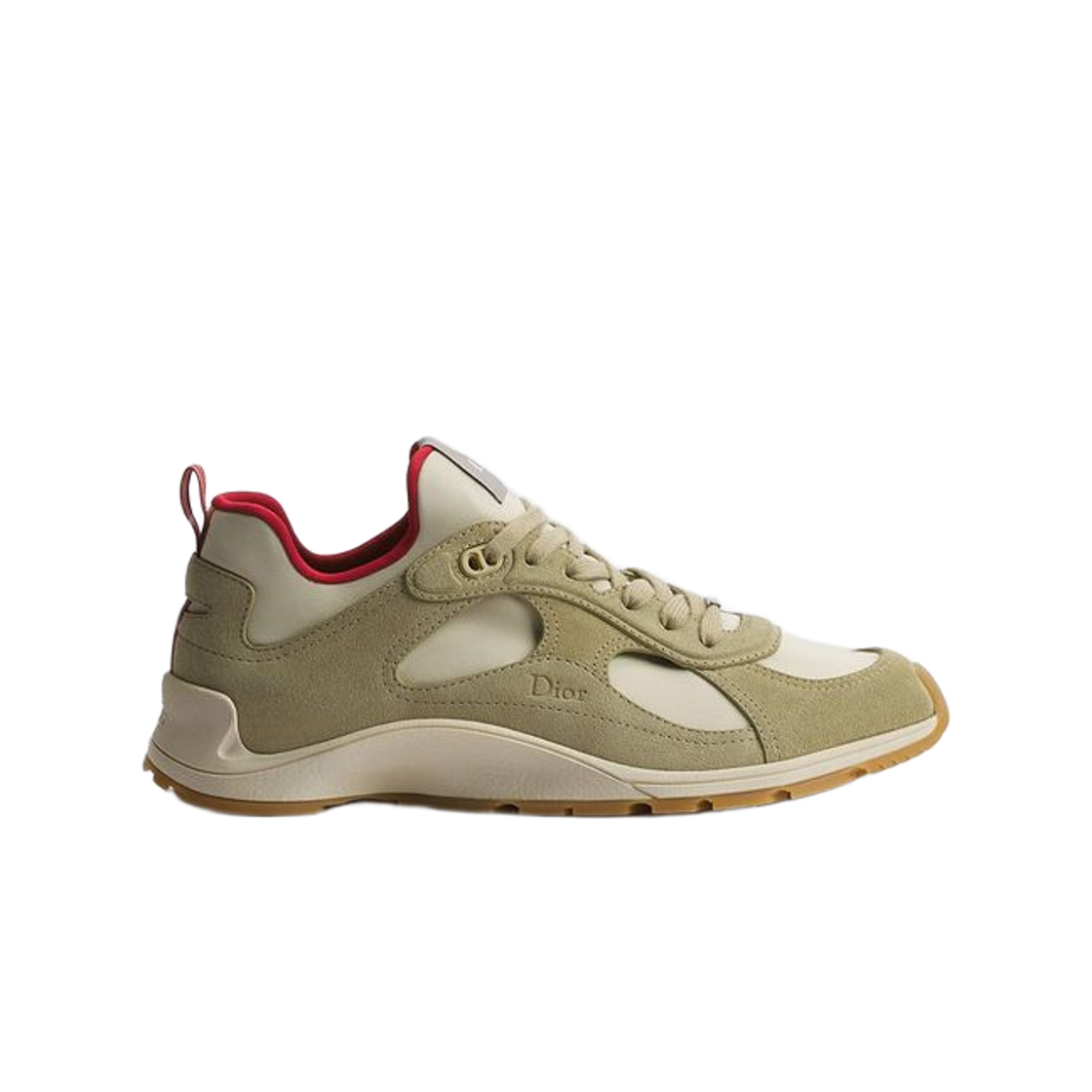 3SN352ACU-H112 Dior Mile Sneakers Suede Calfskin & Neoprene Beige Red
