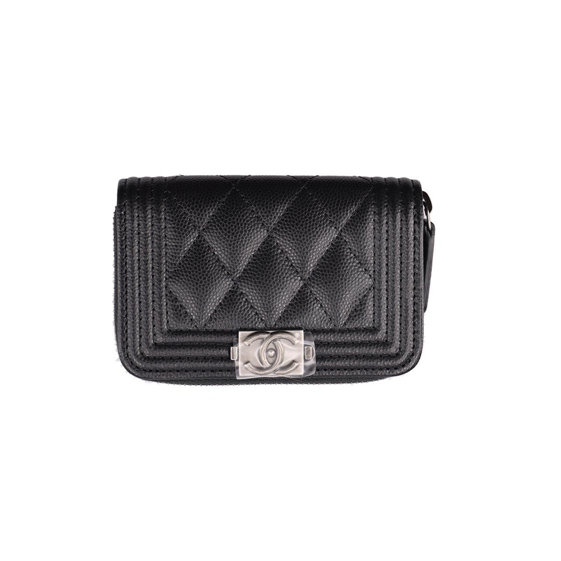 ITVWASWEU5SR Chanel Boy Chanel Zip Coin Purse in Grained Calfskin Black