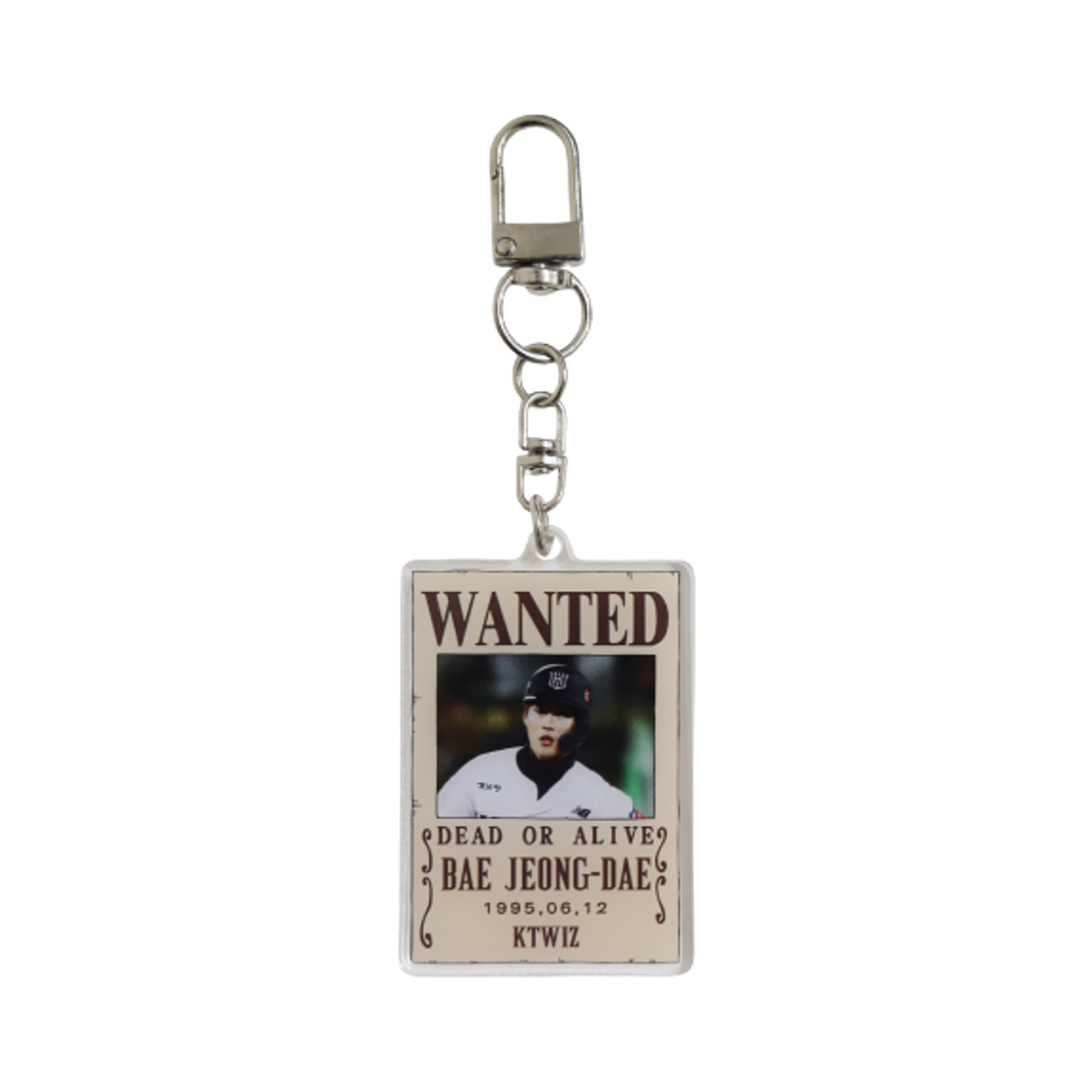 KT 위즈 x 원피스 아크릴 수배지 키링 배정대(KT Wiz x One Piece Acrylic Wanted Poster Keyring Bae Jeong-Dae)