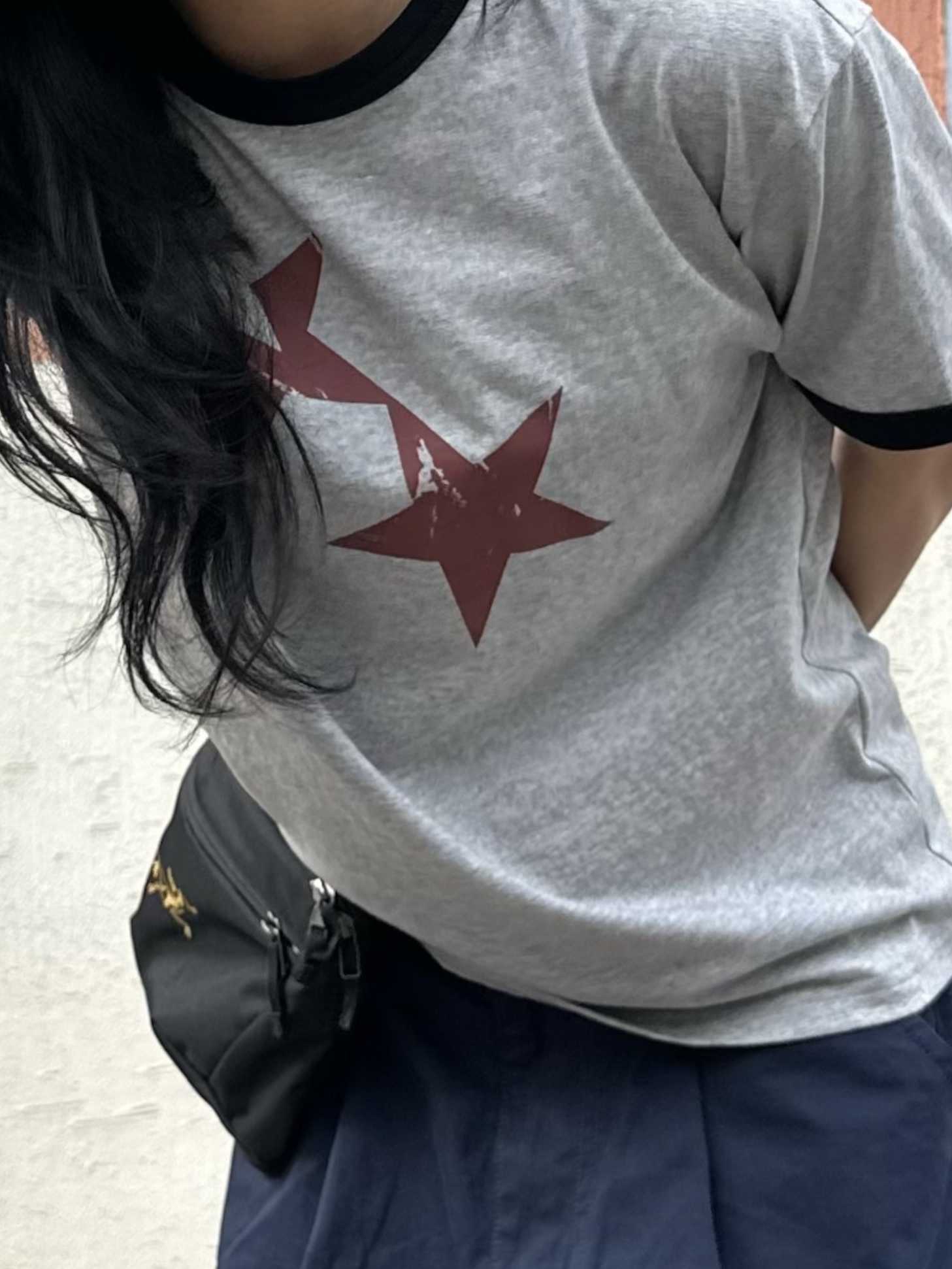 CAVISH Twin Star Ringer SS Tee Grey 착용 스타일 - 5