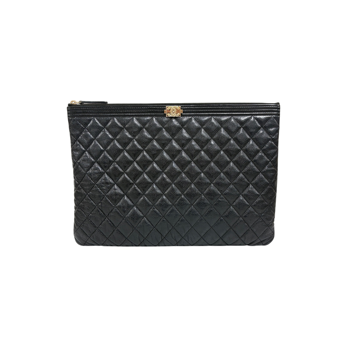샤넬 캐비어 보이 클러치백 라지 블랙 (A84407)(Chanel Caviar Boy Large Clutch Bag Black A84407)