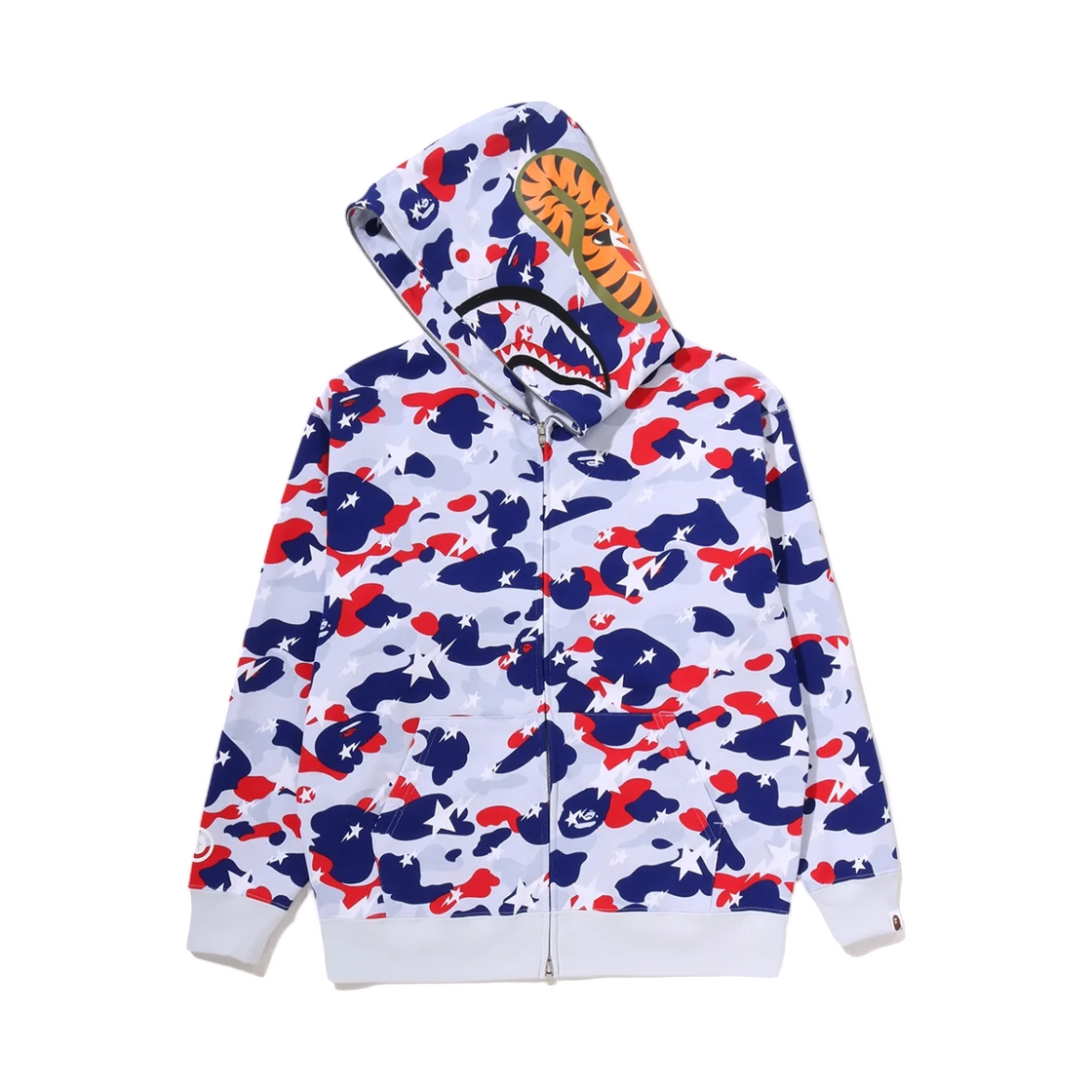 베이프 스타 스트라이크 카모 샤크 릴렉스드 핏 풀 집 후드 화이트(BAPE Sta Strike Camo Shark Relaxed Fit Full Zip Hoodie White) - 2