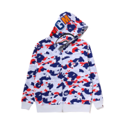 BAPE Sta Strike Camo Shark Relaxed Fit Full Zip Hoodie White