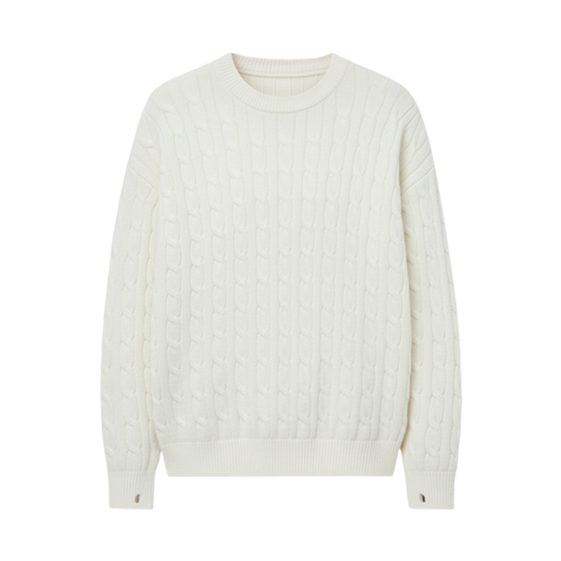 GC린드라운드니트꽈배기케이블-아이보리 GCLIP Basic Loose Fit Crew Neck Cable Knit T-Shirt Ivory