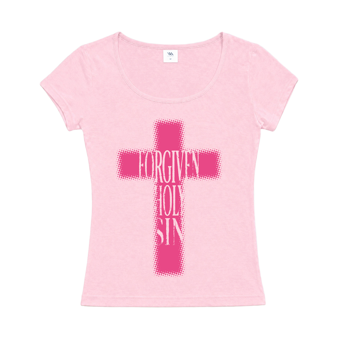 벤힛 홀리 신 유넥 슬림핏 반팔티 라이트 핑크(venhit Holy Sin U-Neck Slim Fit T-Shirt Light Pink)