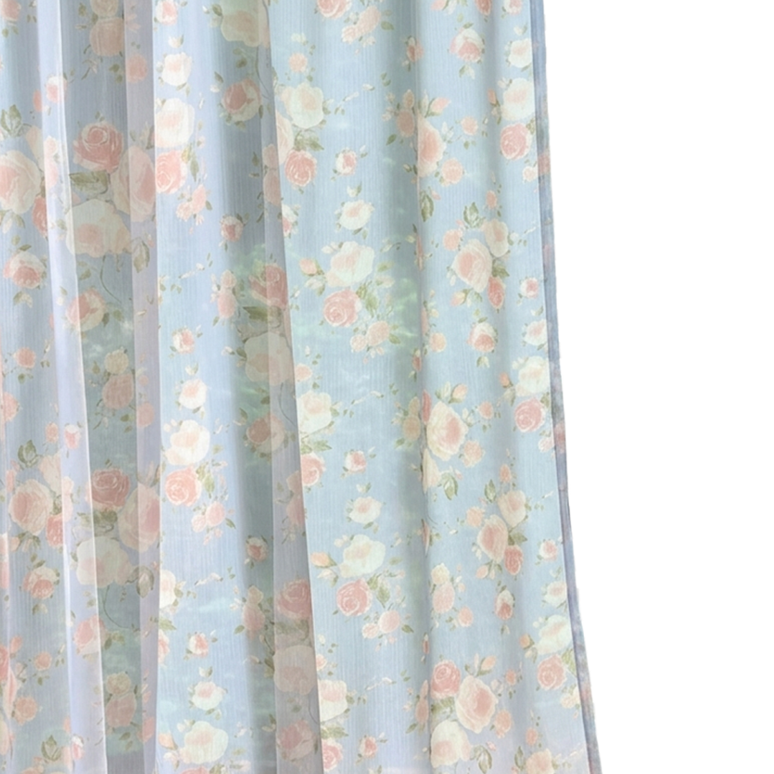 무성화 멜리 빈티지 레트로 꽃무늬 쉬폰 커튼 135x150cm(MUSEONGHWA Meli vintage retro floral chiffon curtains 135x150cm)