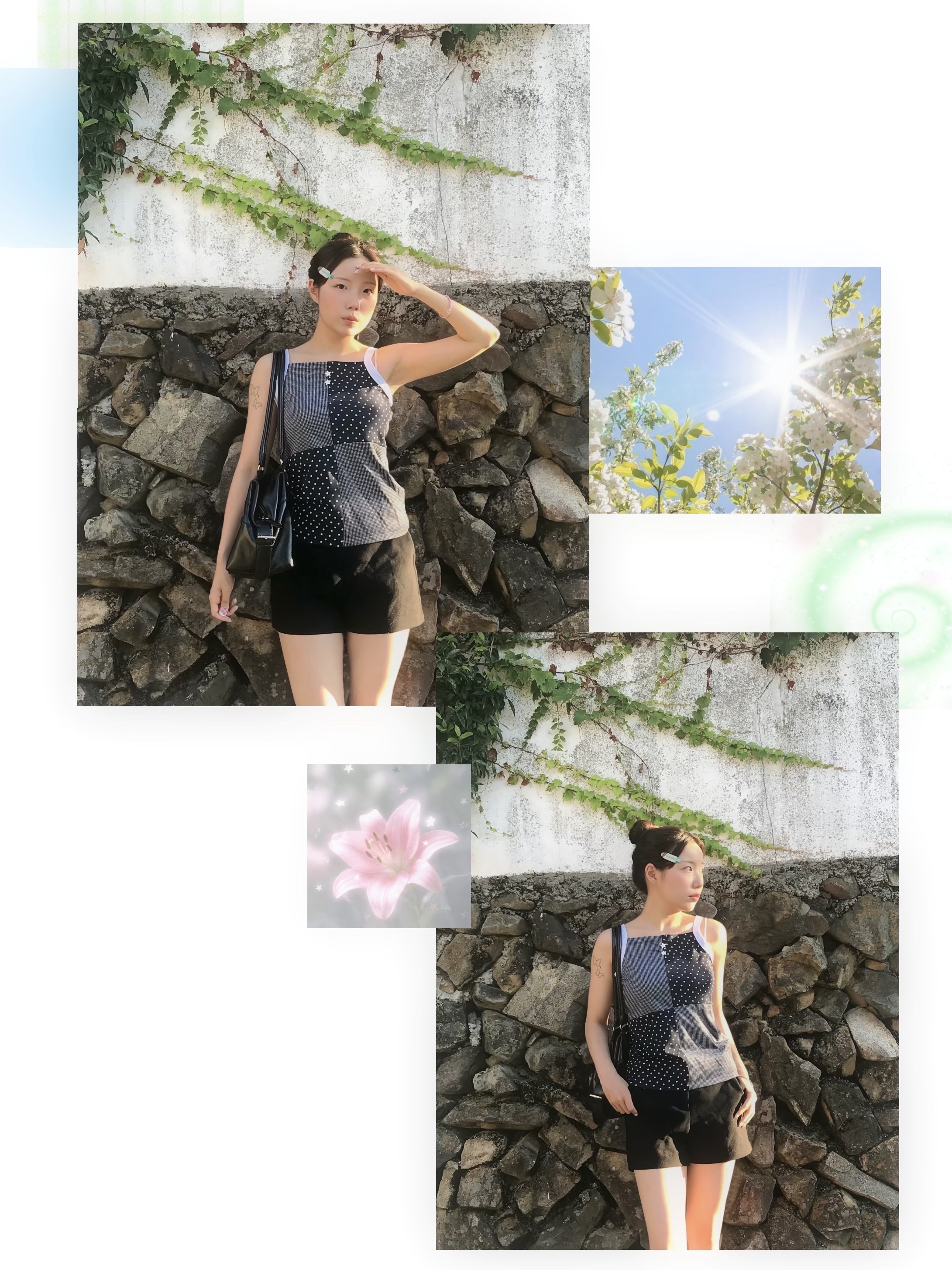 CAVISH Mix Patch Sleeveless Navy 착용 스타일 - 2