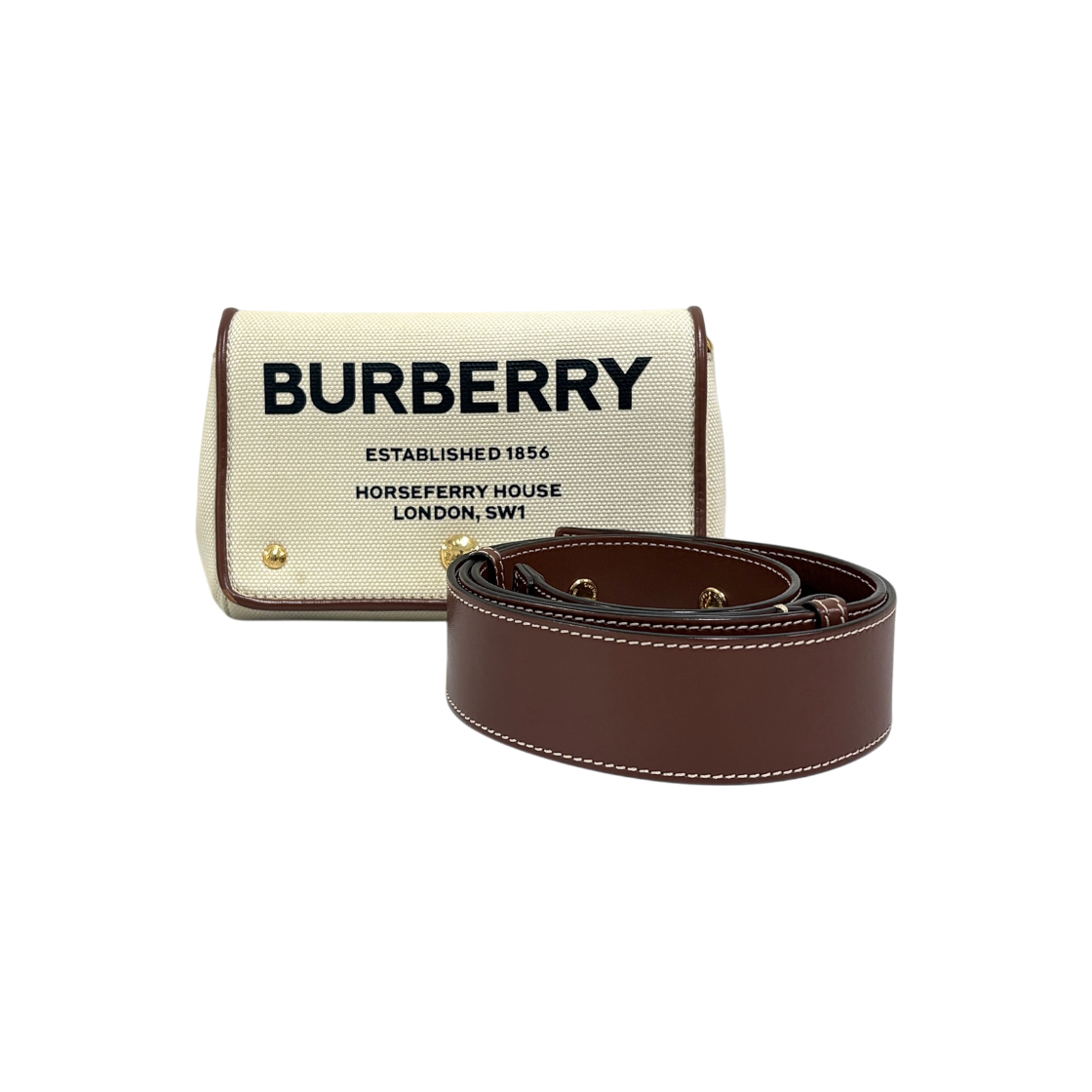 ITWTA65Q3R7C Burberry Horseferry Cotton Canvas Small Crossbody Bag