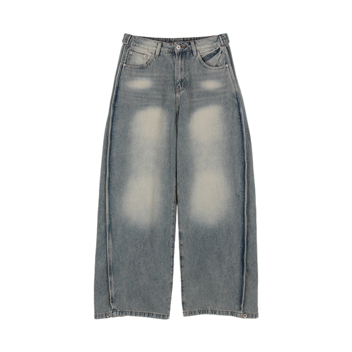 지크립 벌룬핏 비조 스냅 와이드 데님팬츠 인디고블루(GCLIP Balloon Fit Bijo Snap Wide Denim Pants Indigo Blue)